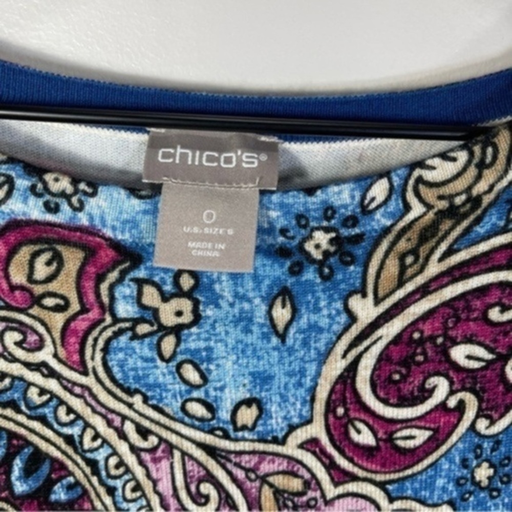 Chico’s Women Scroll Print Sweater Top Size O or S - Picture 5 of 11